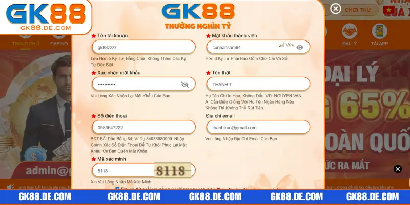 Điền thông tin an toàn, chính xác