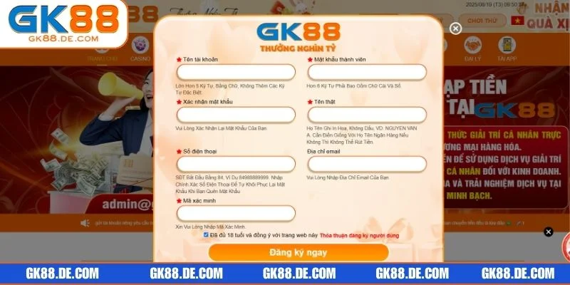 Hội viên cần đáp ứng 3 điều khoản và điều kiện tại GK88